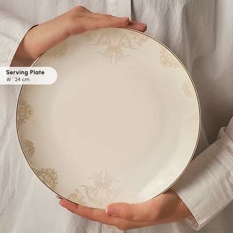 Karaca Bone China Siena 26-Piece Serveware Set for 6 People, White