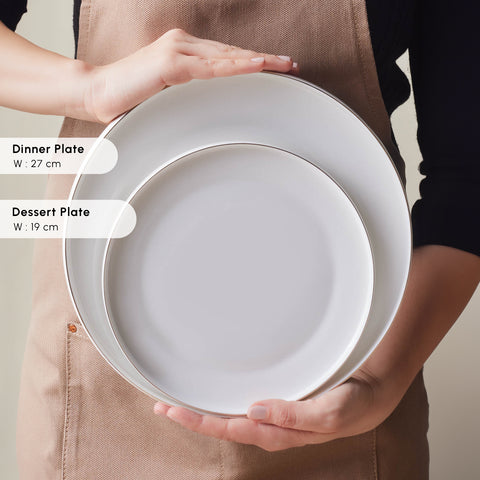 Karaca Stream Bone China Saturn 24-Piece Dinner Set for 6 People, White