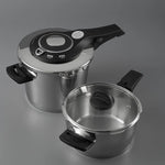 Jumbo Procook 4-Piece 4+6 L Stainless Steel Pressure Cooker, Silver