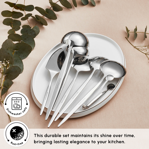 Karaca Porto 7-Piece Stainless Steel Serving Set, Platin