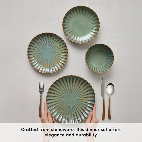 Karaca Earth Collection Cora Reactive Glaze 24-Piece Stoneware Dinner Set for 6 People, Multi
