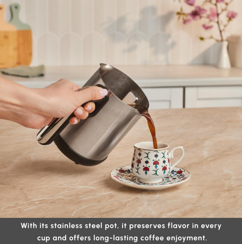 Karaca Hatır Neo Inox Turkish Coffee Maker,  735W, 300ml, Inox