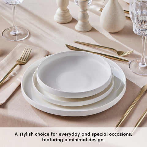Karaca Stream Bone China Saturn 24-Piece Dinner Set for 6 People, White