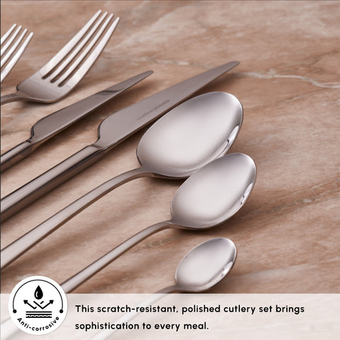 Karaca Serena 84-Piece Stainless Steel Cutlery Set for 12 People, Silver