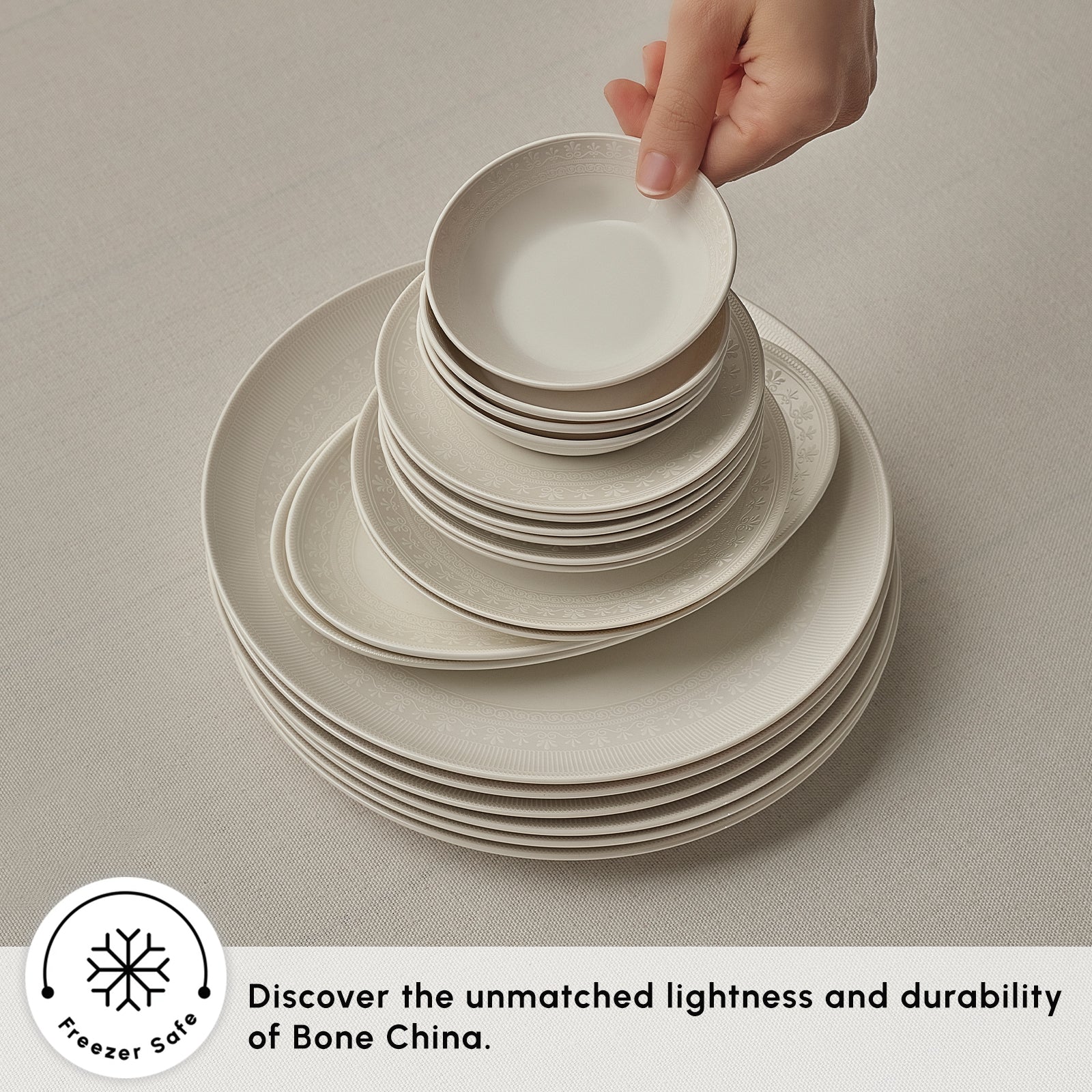 Karaca Bone China Artiste 26-Piece Serveware Set for 6 People, White