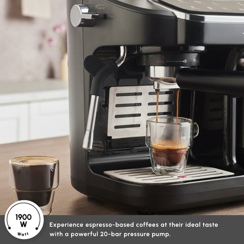 Karaca Hatır Perfetto Espresso and Turkish Coffee Machine, 1900W, 1,8L, Inox