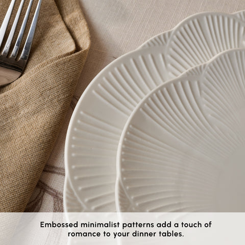 Karaca Bloom Bone China 24-Piece Dinner Set for 6 People, White