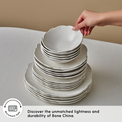 Karaca Bloom Bone China 24-Piece Dinner Set for 6 People, White