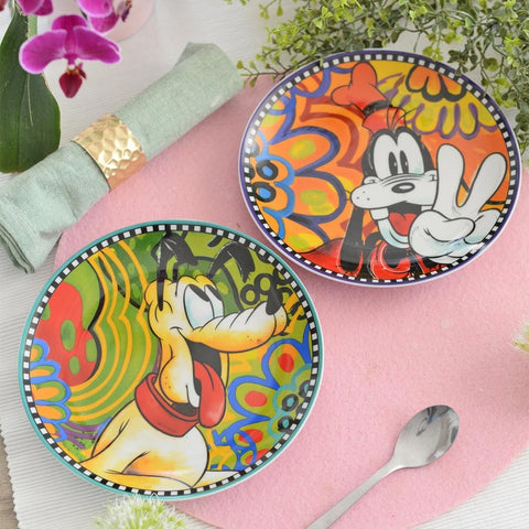 Egan Italy Disney Forever Ever 6-Piece Porcelain Dessert Plate Set for 6 People, 19cm, Multi