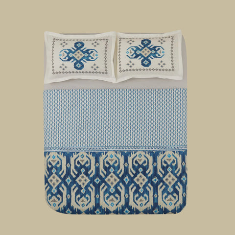 Karaca Neos 100% Turkish Cotton Duvet Cover Set, Double, Blue