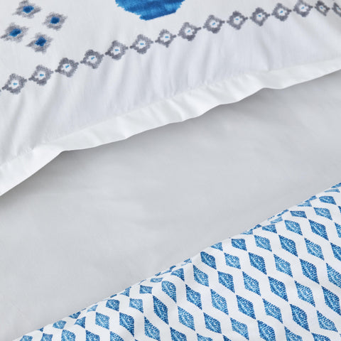 Karaca Neos 100% Turkish Cotton Duvet Cover Set, Double, Blue