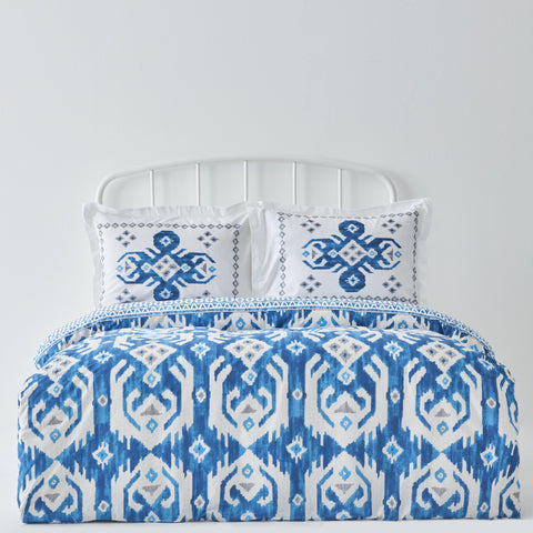 Karaca Neos 100% Turkish Cotton Duvet Cover Set, Double, Blue