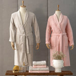 Karaca Home Casita Flos 6 Piece 100% Turkish Cotton Family Robe Set, Stone, Pink