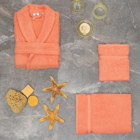 Karaca Home Daily Soft Somon 100% Turkish Cotton Bathrobe, L/XL, Somon