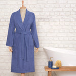 Karaca Home Daily Soft 100% Turkish Cotton Bathrobe, L/XL, Indigo
