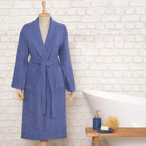 Karaca Home Daily Soft 100% Turkish Cotton Bathrobe, L/XL, Indigo