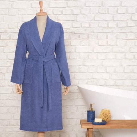 Karaca Home Daily Soft 100% Turkish Cotton Bathrobe, S/M, Indigo
