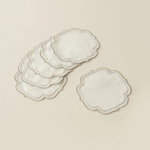 Karaca Home 6-Piece Cocktail Napkin, 14x14cm, Silver