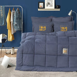 Karaca Home Motto 100% Turkish Cotton Comfort Bedding Set, Double, Indigo
