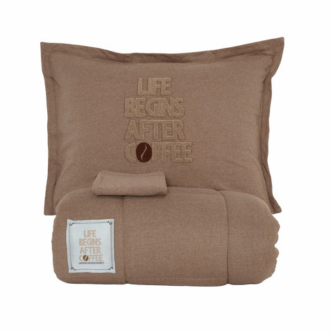 Karaca Home Motto 100% Turkish Cotton Comfort Bedding Set, Double, Brown