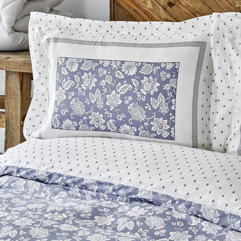 Karaca Home Celerina Blue 100% Turkish Cotton Fitted Duvet Cover Set, Single