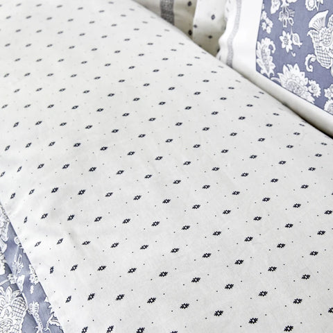 Karaca Home Celerina Blue 100% Turkish Cotton Fitted Duvet Cover Set, Single