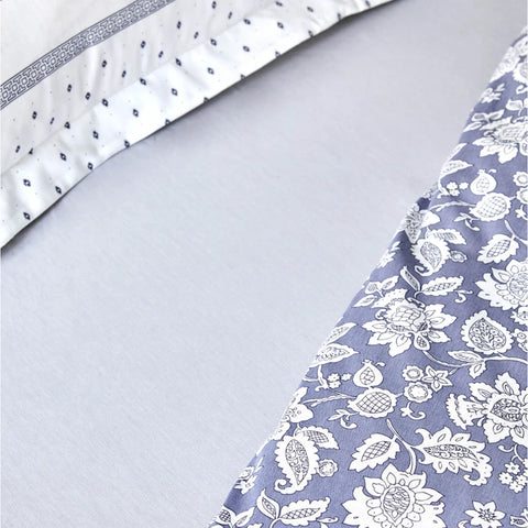 Karaca Home Celerina Blue 100% Turkish Cotton Fitted Duvet Cover Set, Single