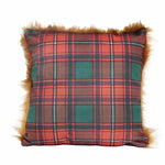 Karaca Home Red & Black Checked Faux Fur Cushion, 45 x 45cm
