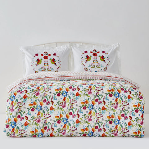 Karaca Parlin 100% Turkish Cotton Duvet Cover Set, Single, Fushia