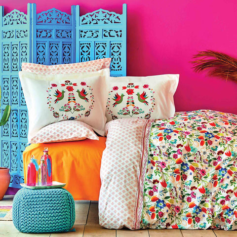 Karaca Parlin 100% Turkish Cotton Duvet Cover Set, Single, Fushia