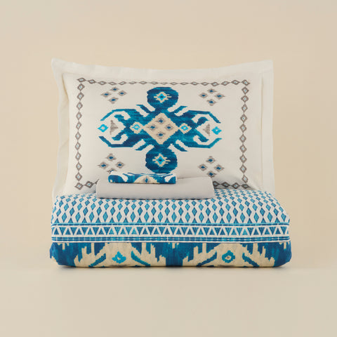 Karaca Neos 100% Turkish Cotton Duvet Cover Set, Single, Blue