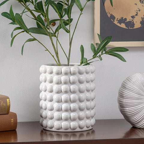 Karaca Home Rocco Decorative Vase, White, 16 x 16 x 18cm