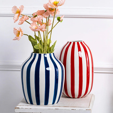 Karaca Bevel Decorative Vase, Navy