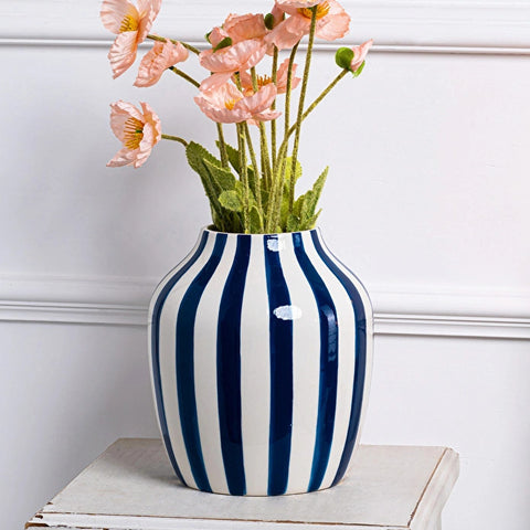 Karaca Bevel Decorative Vase, Navy