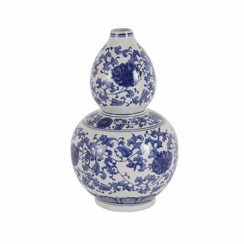 Karaca Lisbon Ceramic Vase, 21cm, White Blue