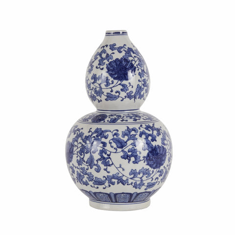 Karaca Lisbon Ceramic Vase, 21cm, White Blue