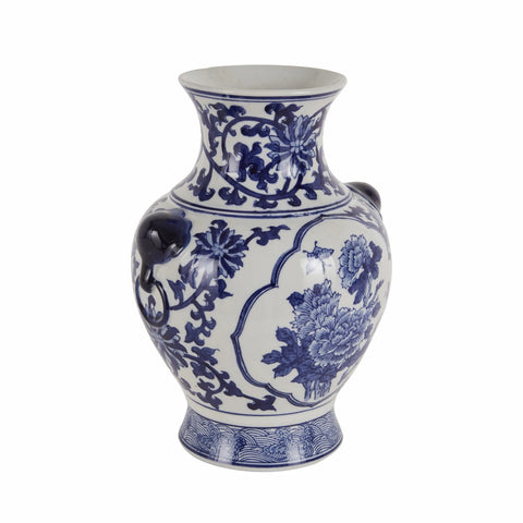 Karaca Lens Ceramic Vase, 22cm, White Blue