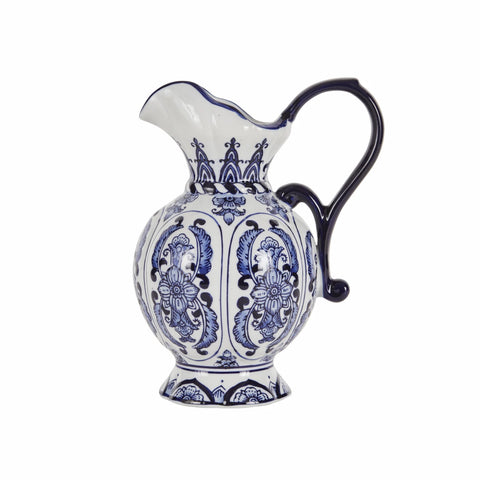 Karaca Home Lisbon Handled Vase, 18cm, White Blue