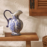 Karaca Home Lisbon Handled Vase, 18cm, White Blue