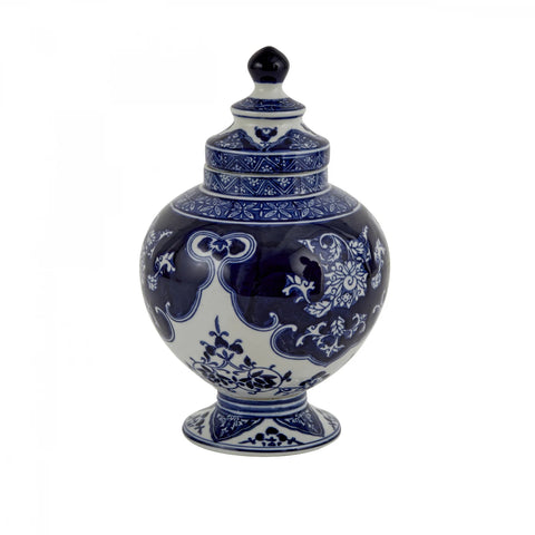 Karaca Lisbon Lori Ceramic Vase, 18cm, White Blue