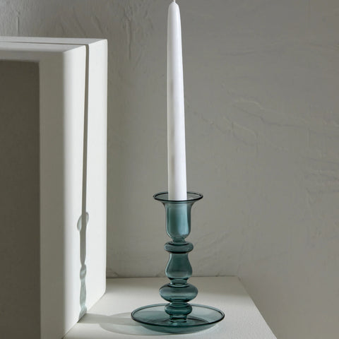 Alyce Glass Candle Holder, 13x10cm, Green