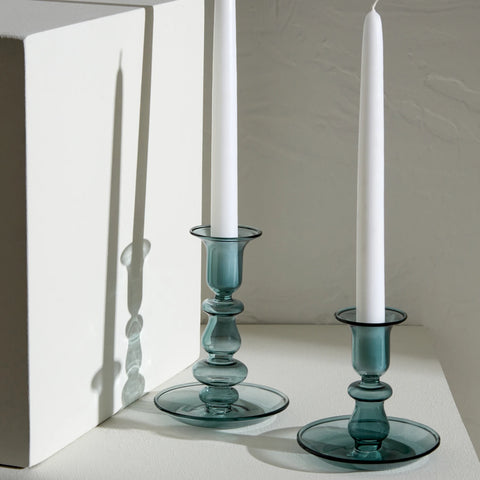 Alyce Glass Candle Holder, 13x10cm, Green
