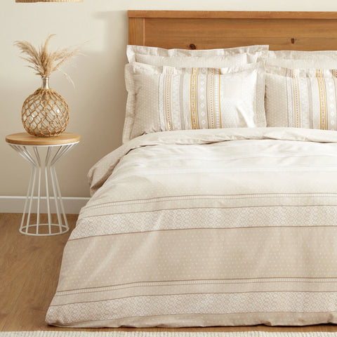 Karaca Home Keira 100% Turkish Cotton Duvet Cover Set, Double, Beige