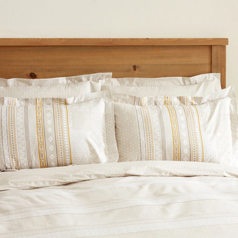 Karaca Home Keira 100% Turkish Cotton Duvet Cover Set, Double, Beige