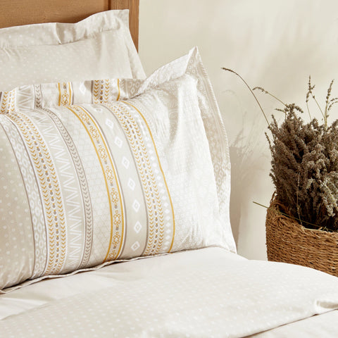 Karaca Home Keira 100% Turkish Cotton Duvet Cover Set, Double, Beige