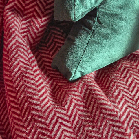 Karaca Home Sandra Herringbone Pattern Blanket, 200x220cm, Double, Burgundy