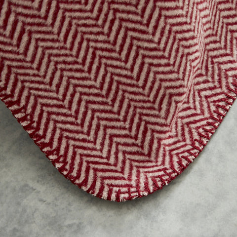Karaca Home Sandra Herringbone Pattern Blanket, 200x220cm, Double, Burgundy