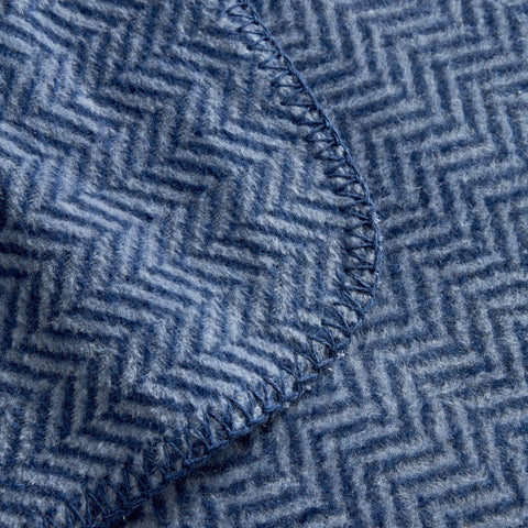 Karaca Home Sandra Herringbone Pattern Blanket, 200x220cm, Double, Indigo