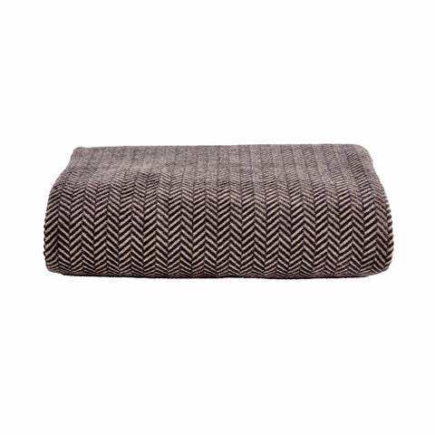 Karaca Home Sandra Herringbone Pattern Blanket, 200x220cm, Double, Grey