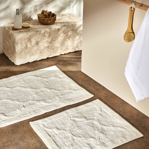 Karaca Home Katy 2-Piece Bath Mat, Cream